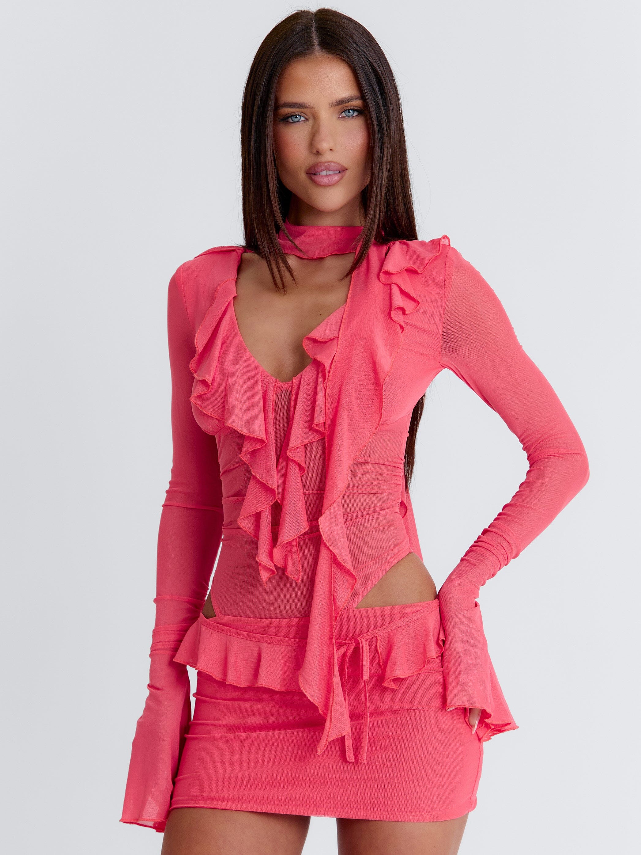 AVALINE MINI DRESS CORAL - Image 5